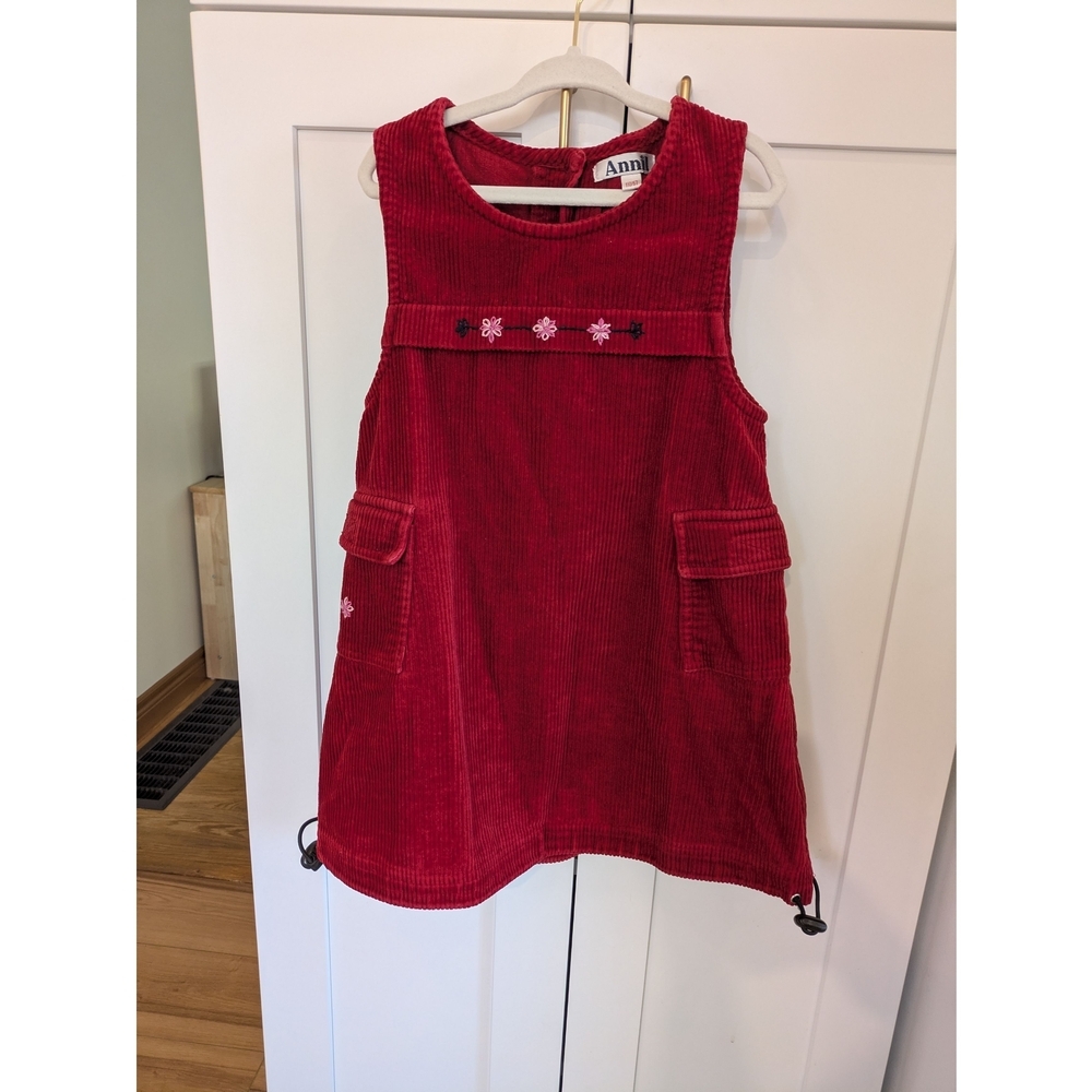 Girl's Red Courdory Embroidered Dress